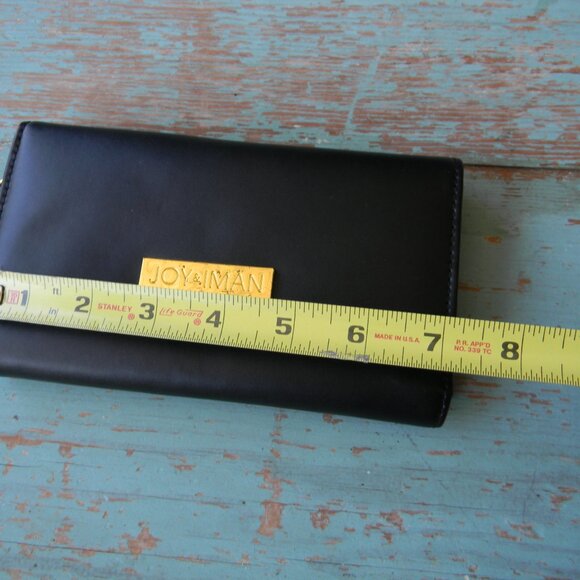 JOY & IMAN BLACK LEATHER CLASSIC CELL PHONE HOLDER/WALLET/WRISTLET - Picture 2 of 6